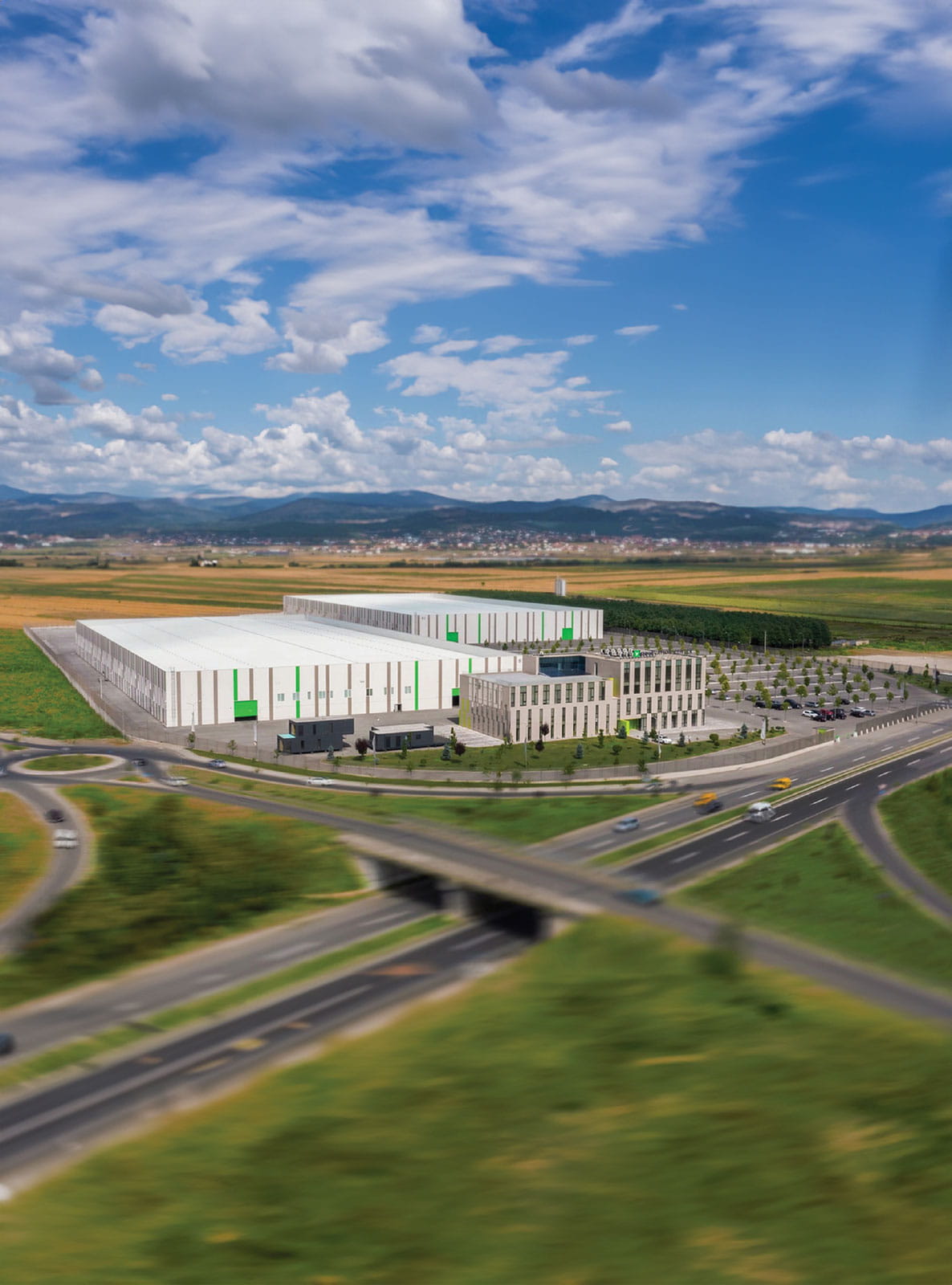 Aerial view of Insta Business Park industrial and office campus